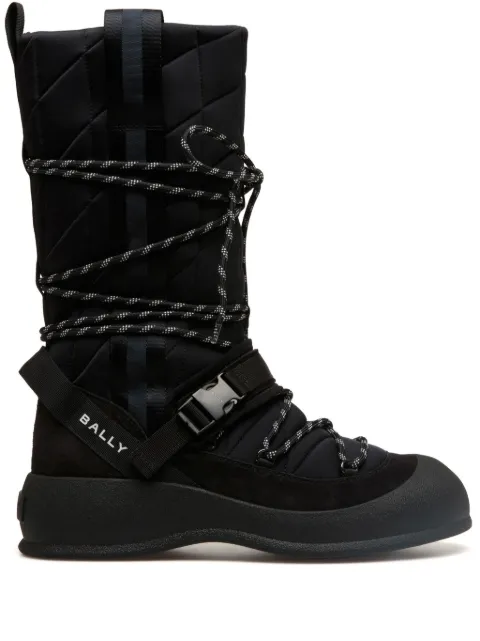 Bally logo-print panelled mid-calf boots