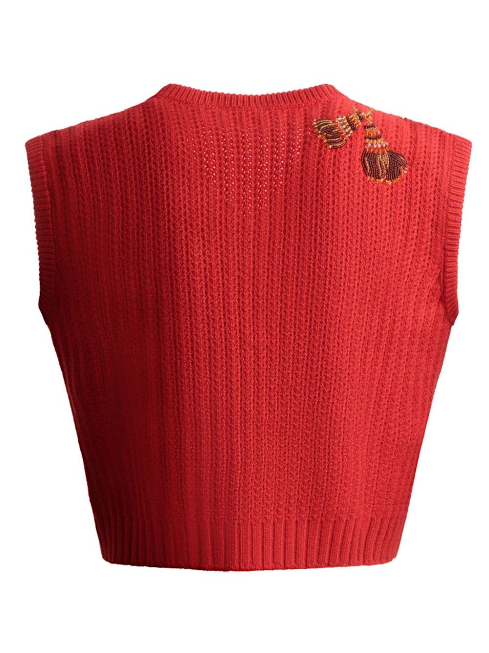 Shop Bally Bead-embellished Cashmere Vest In Red
