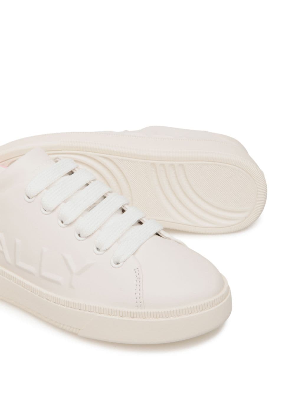 Shop Bally Logo-embossed Leather Sneakers In White