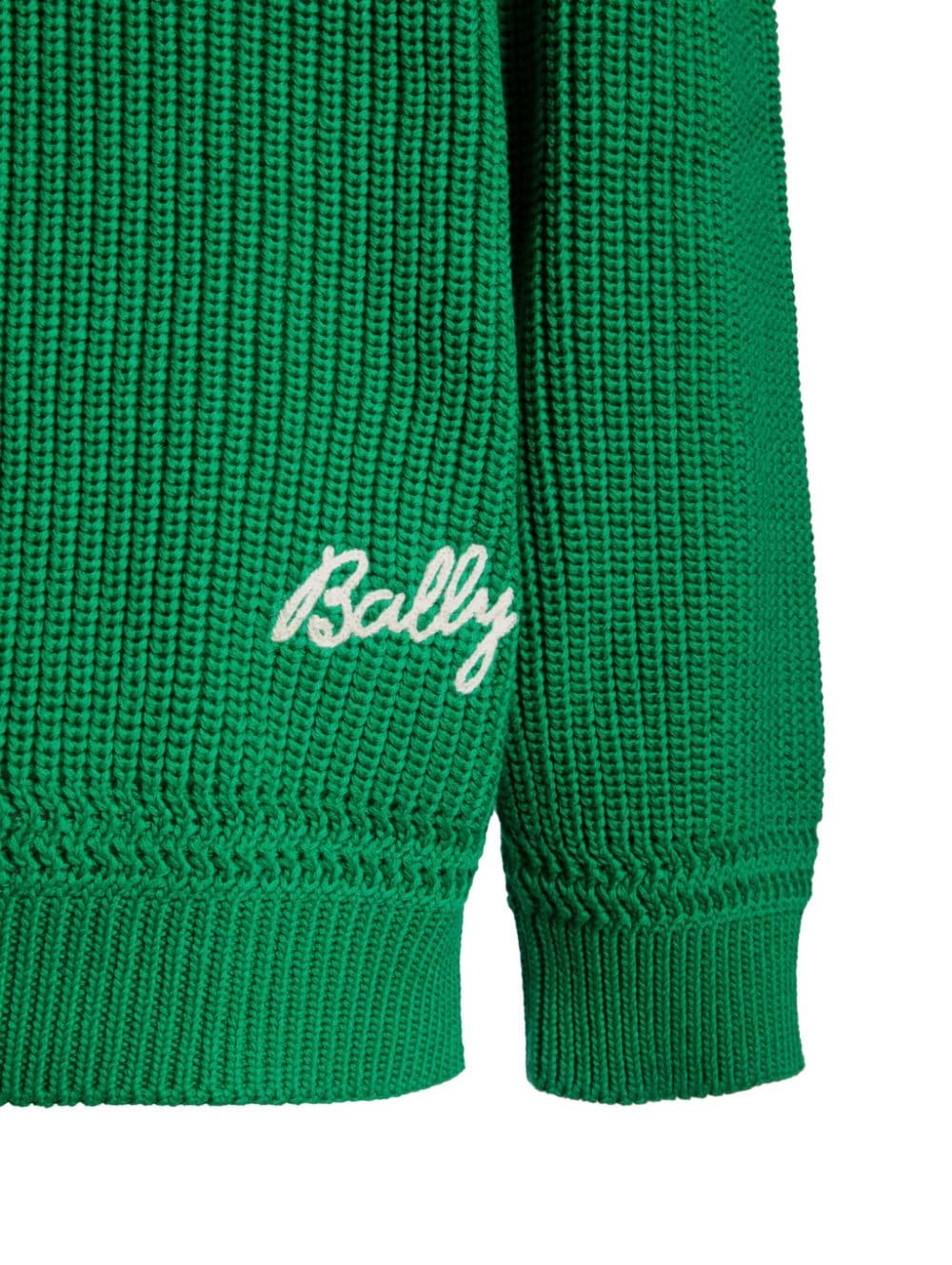 Shop Bally Logo-embroidered Cotton Jumper In Green