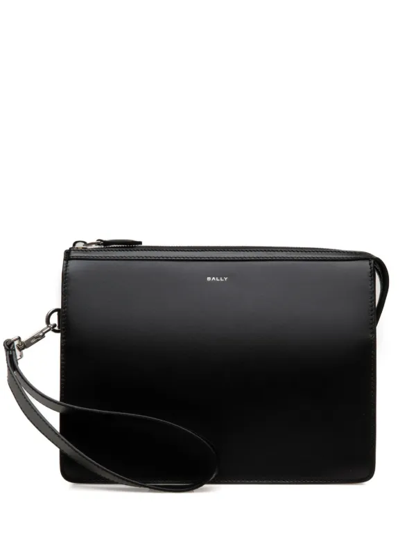 Bally logo debossed Leather Clutch Bag Black FARFETCH CA