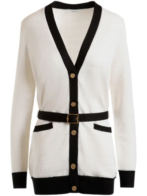 Bally monogram-jacquard belted cardigan