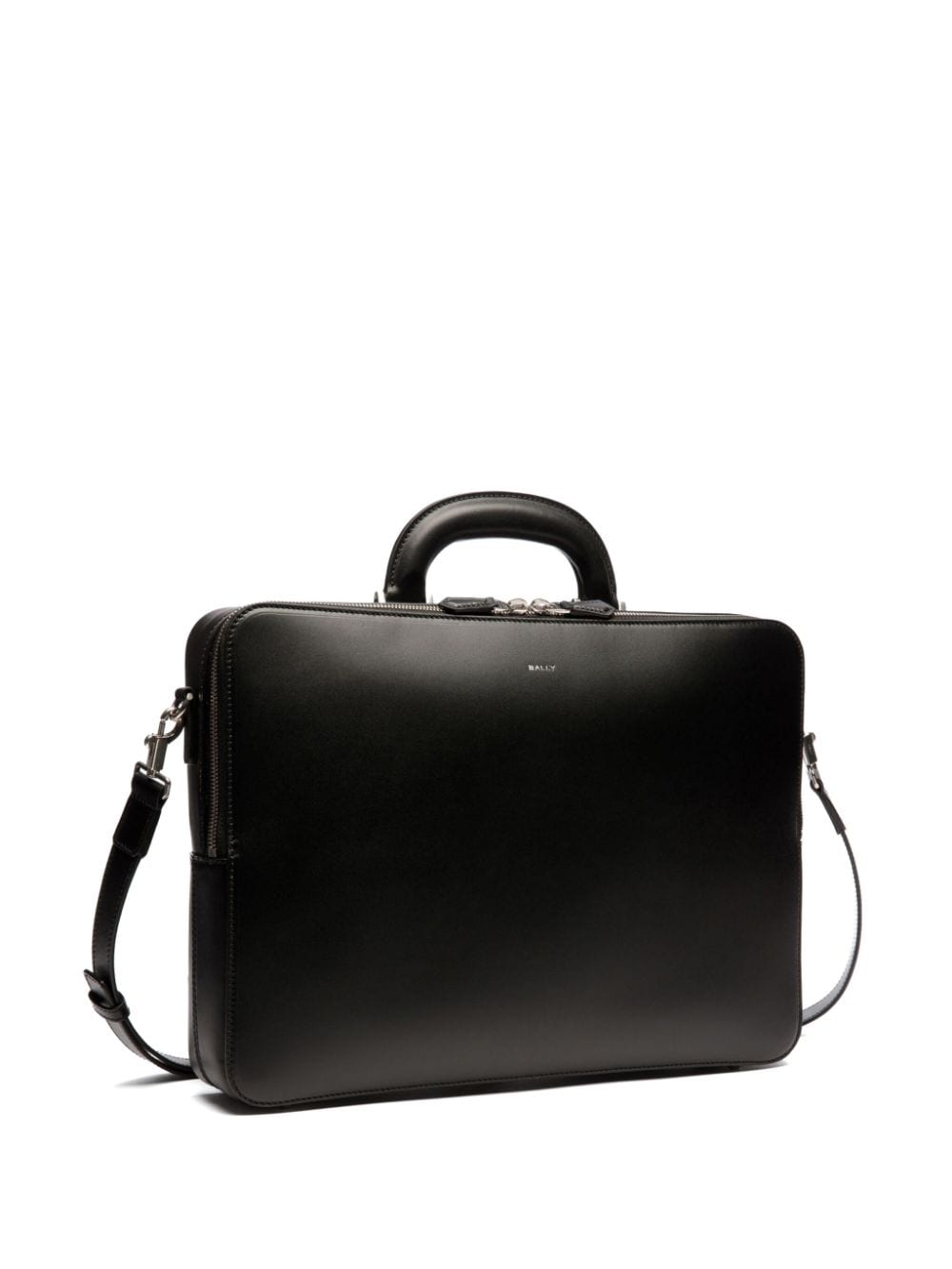 Shop Bally Logo-stamp Leather Laptop Bag In Black