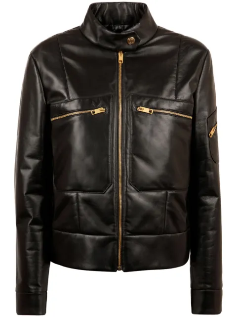 Bally chamarra biker con diseño capitonado