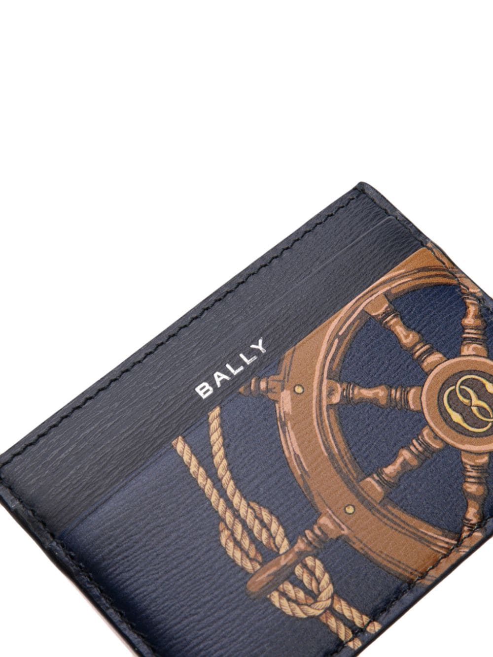 Shop Bally Graphic-print Leather Cardholder In Blue