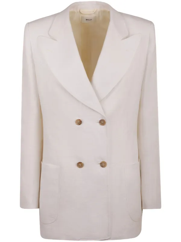 Bally Double-breasted Linen Blazer in White
