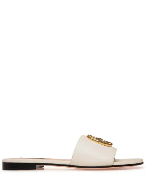 Bally emblem flat leather sandals 