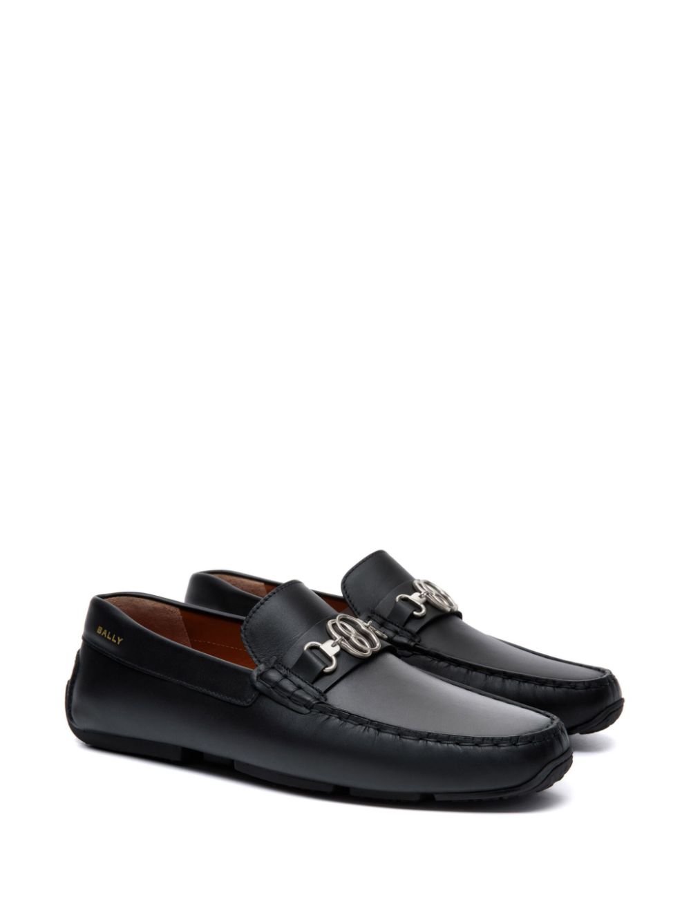 Bally Leren loafers met logoplakkaat - Zwart