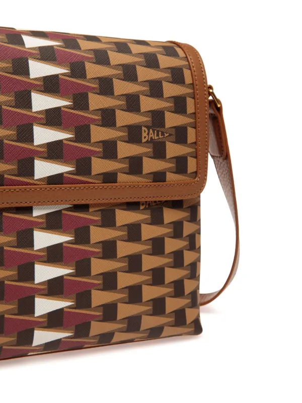 Bally Pennant Monogram Canvas Messenger Bag Brown FARFETCH TR