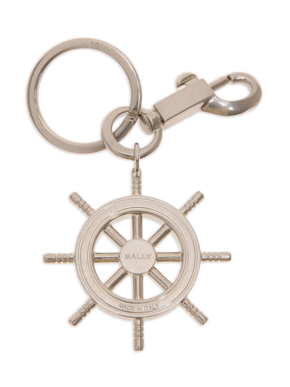 Shop Bally Helm-charm Metal Keyring In Silver