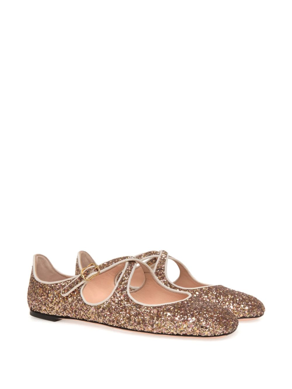 Shop Bally Glitter-embellished Ballerina Shoes In Gold