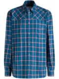Bally logo-embroidered plaid shirt - Blue