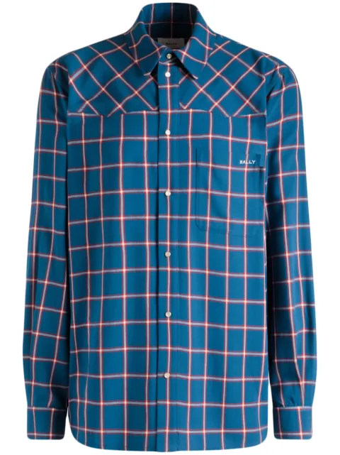Bally logo-embroidered plaid shirt