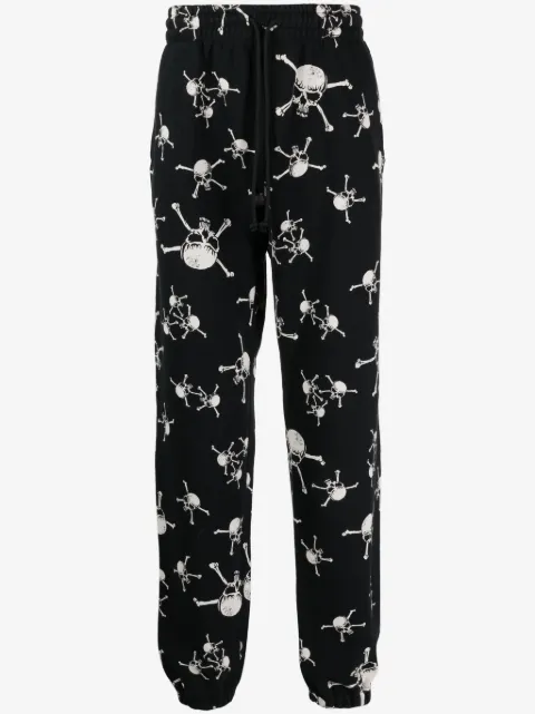 SAINT MXXXXXX skull-print cotton track pants