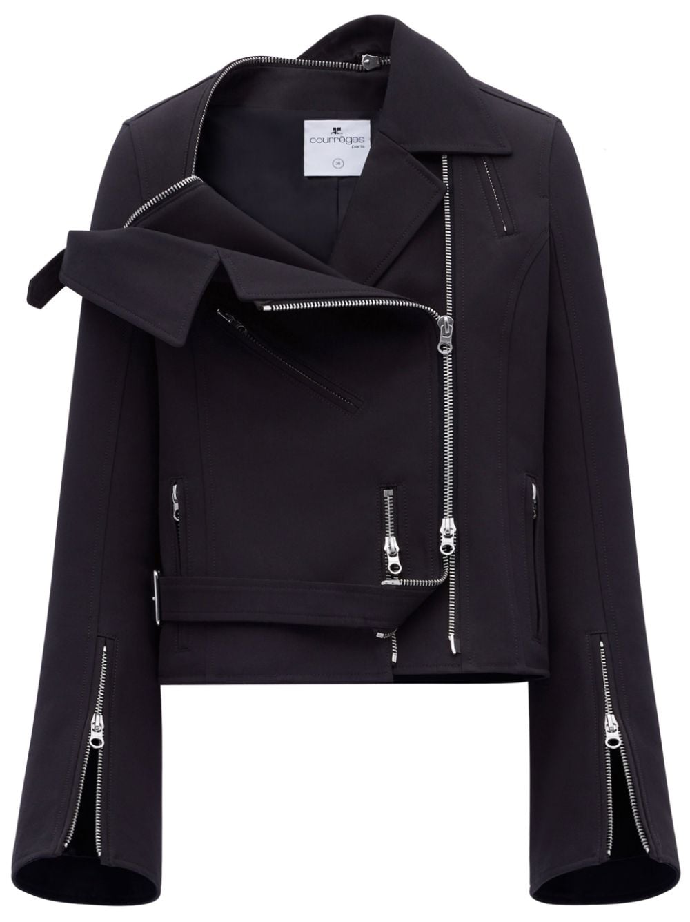 Shop Courrèges Modular Asymmetric Cotton Jacket In Black