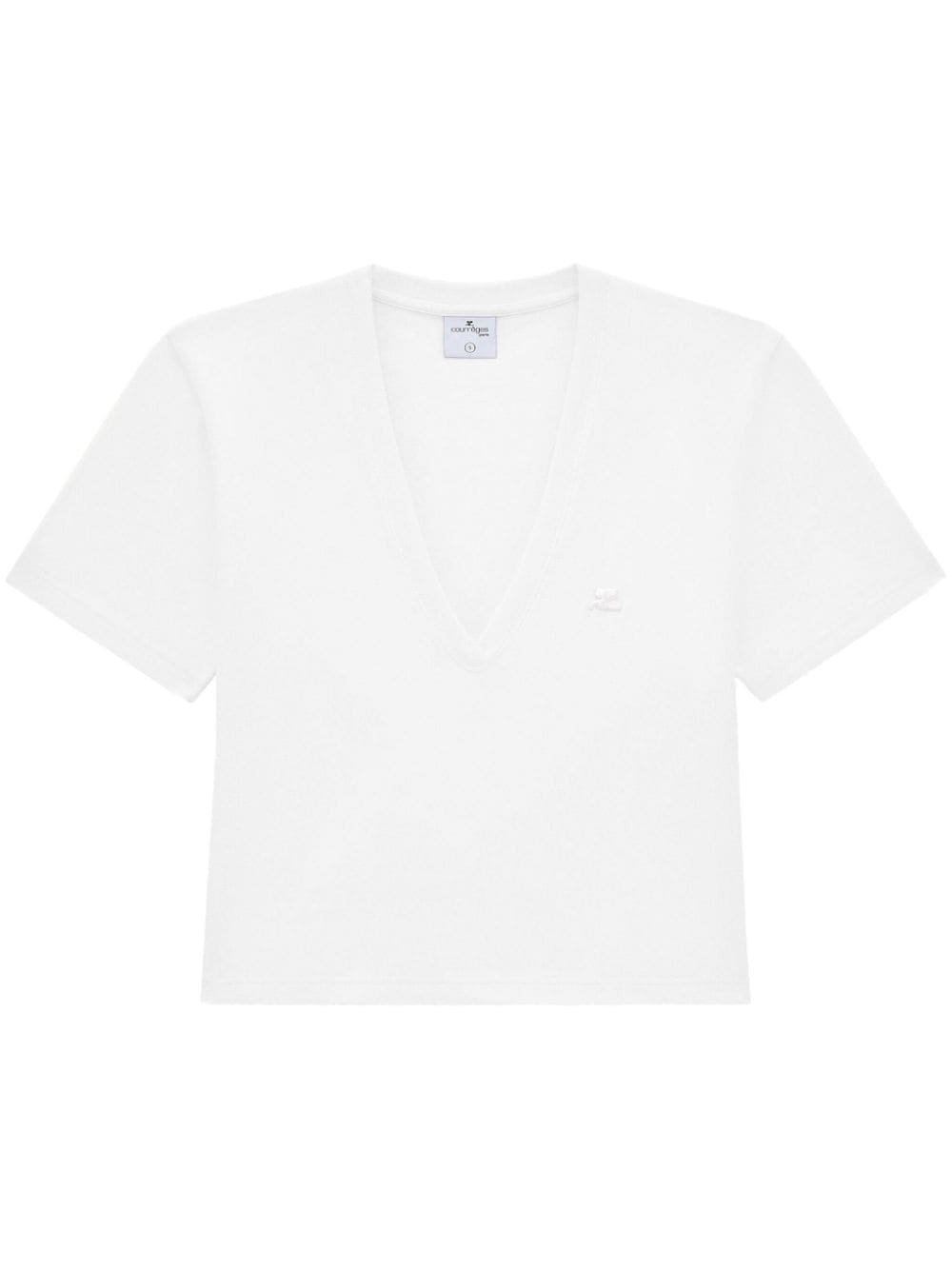 Courrèges Logo-appliqué Cotton T-shirt In White