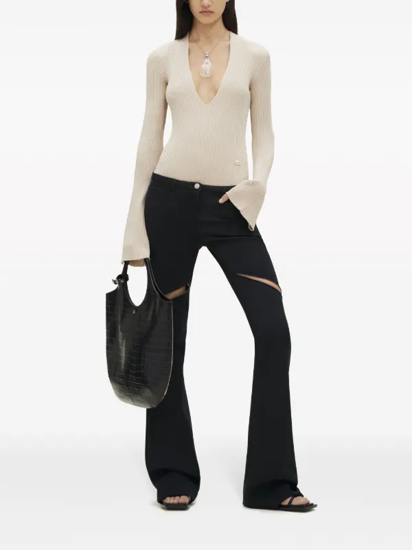 Courrèges ribbed-knit Bodysuit | Neutrals | FARFETCH