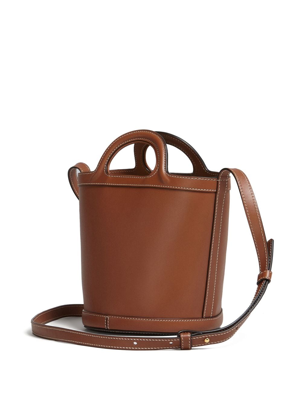 Shop Marni Tropicalia Leather Bucket Bag In Brown