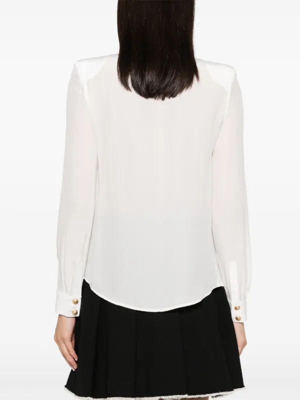 Balmain embossed-buttons Silk Shirt | White | FARFETCH