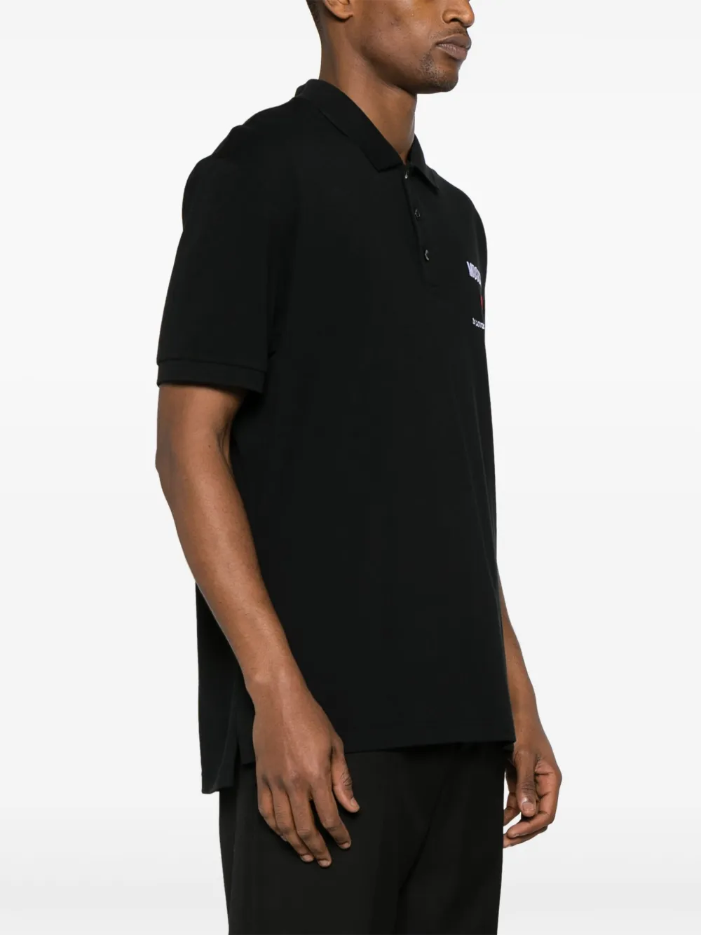 Shop Moschino Logo-embroidered Cotton Polo Shirt In Black