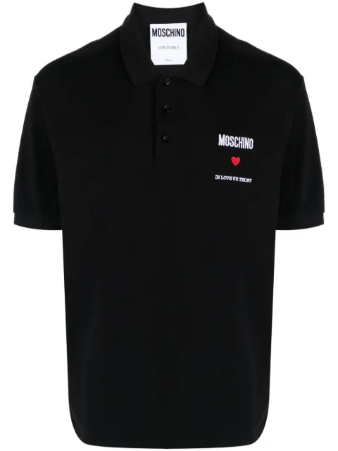 Moschino logo-embroidered cotton polo shirt