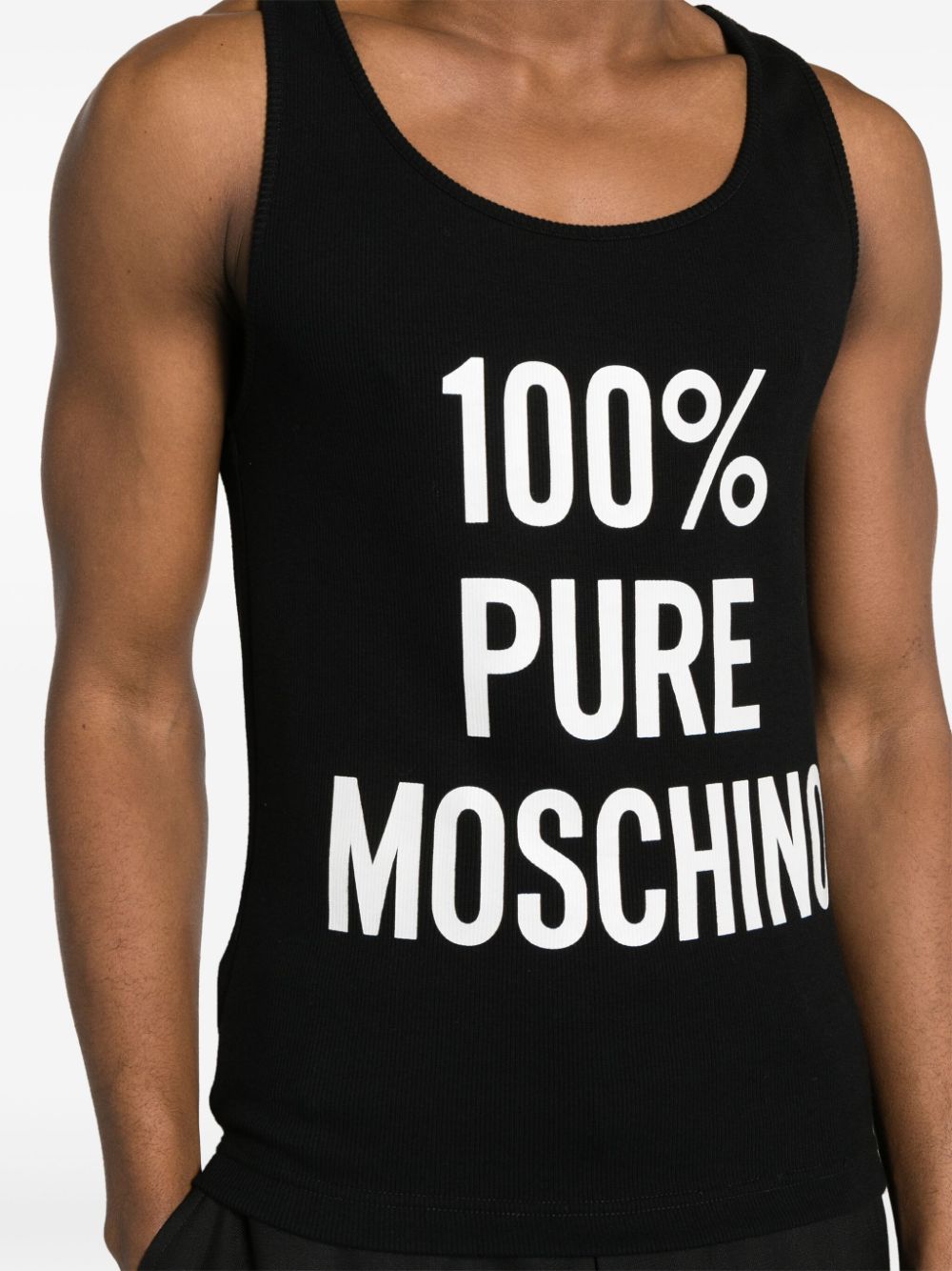 Shop Moschino Logo-print Stretch-cotton Top In Black