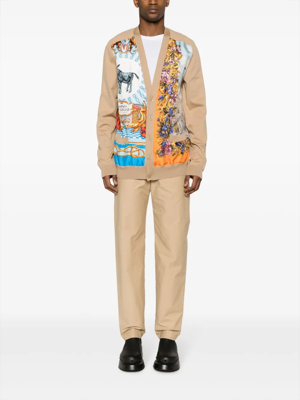 Moschino Vest met print en V-hals - Beige