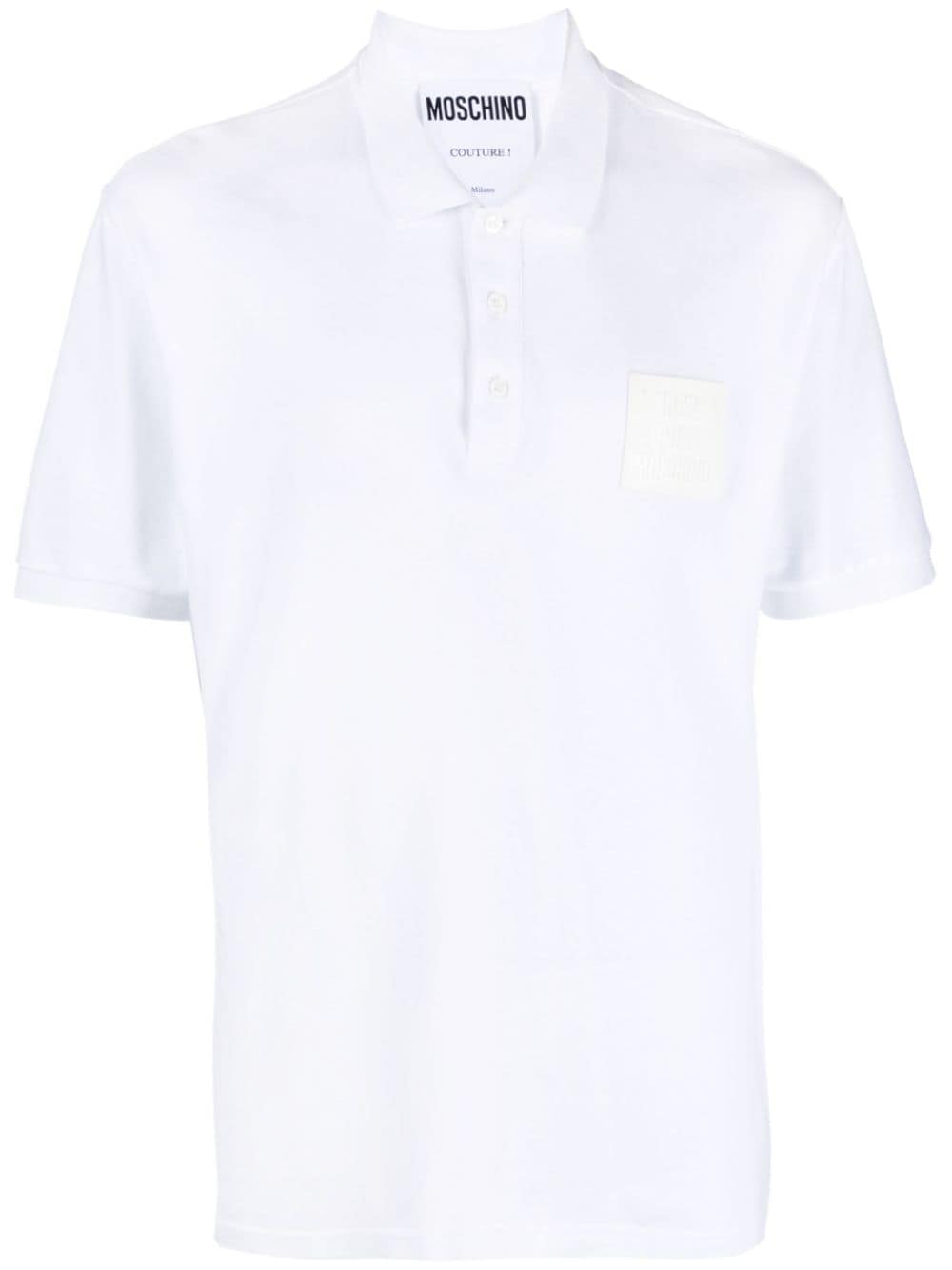 Moschino Logo-patch Cotton Polo Shirt In White