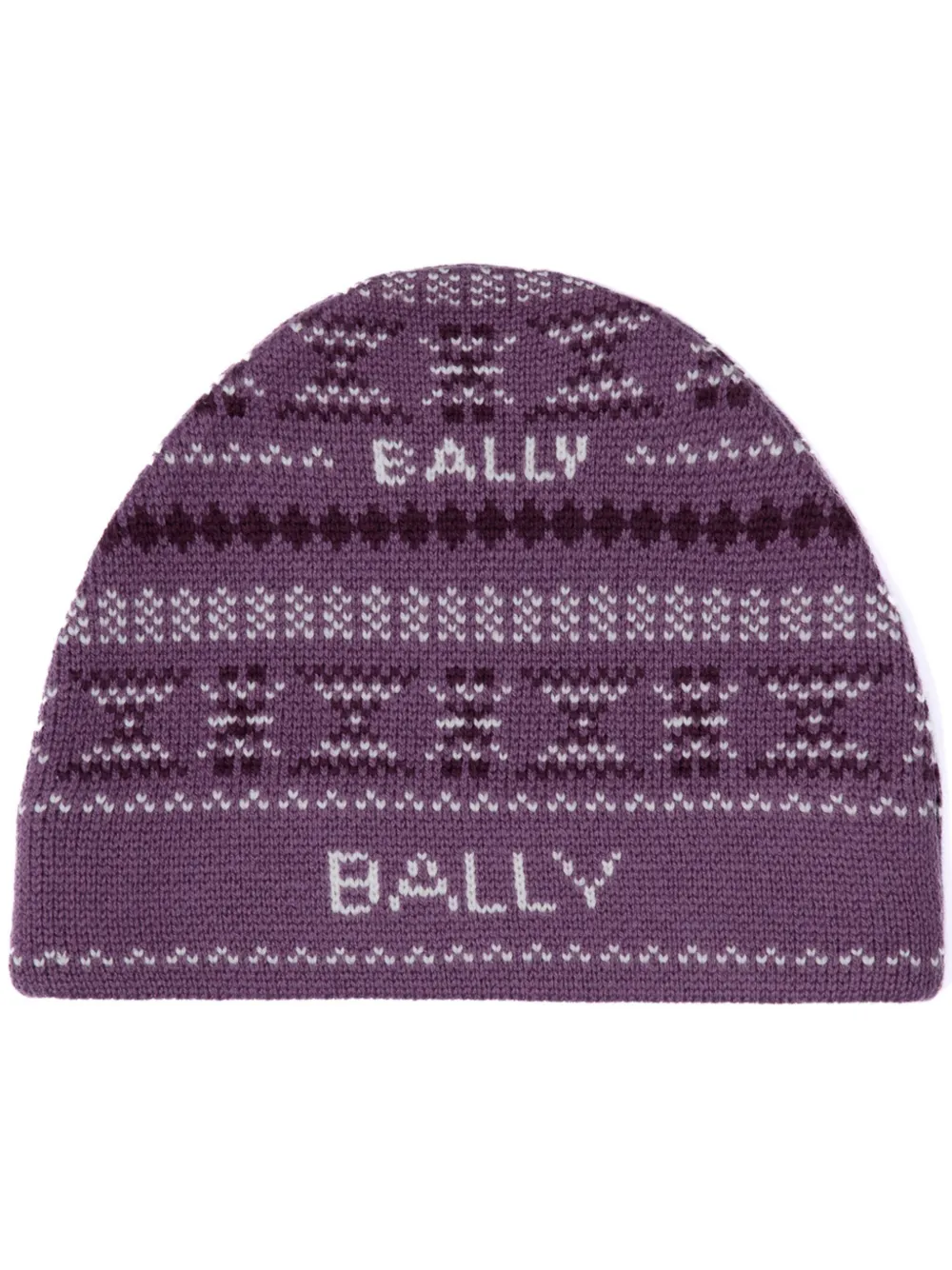 Bally Intarsia-logo Wool Beanie In Purple