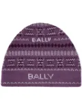 Bally intarsia-logo wool beanie - Purple