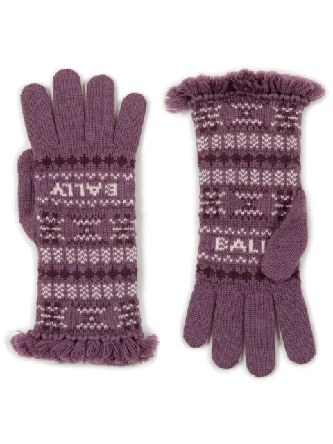 Bally fair isle-knit fringed gloves