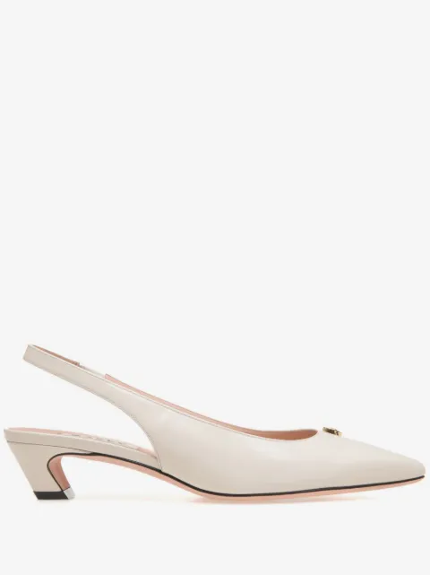 Bally Emblem-plaque slingback leather pumps