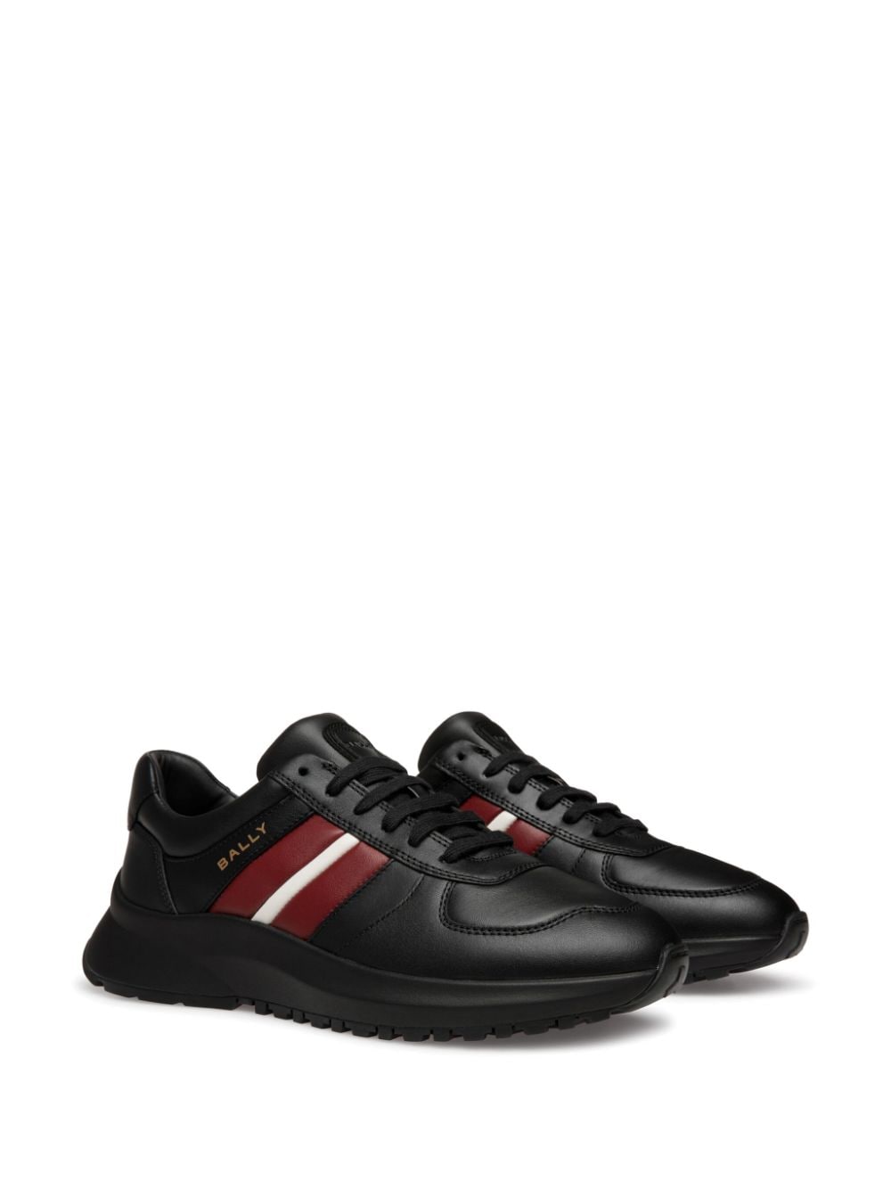 Shop Bally Lace-up Leather Sneakers In Black