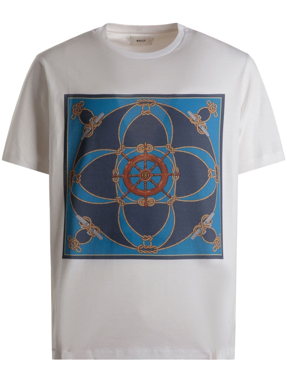 Shop Bally Nautical-print Cotton T-shirt In White