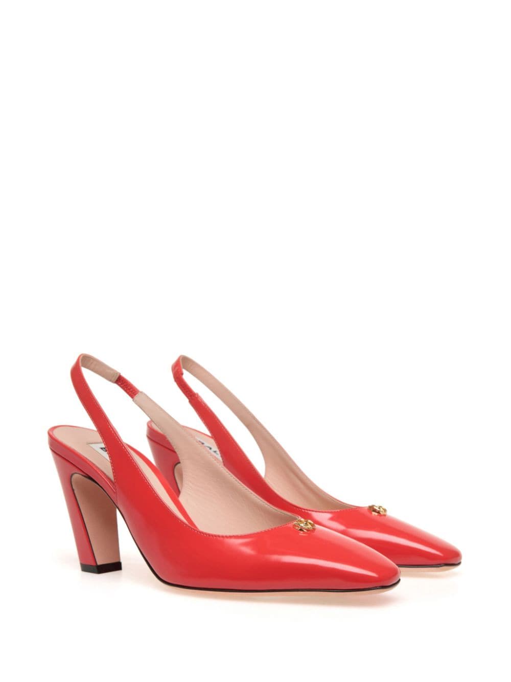 Shop Bally Emblem-plaque Slingback Leather Pumps In Red