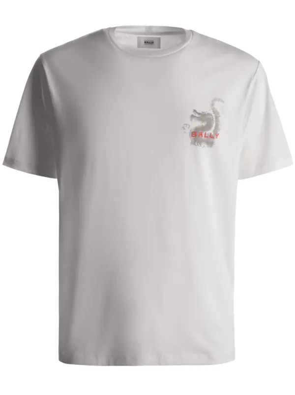 Bally Dragon-print Organic Cotton T-shirt in White