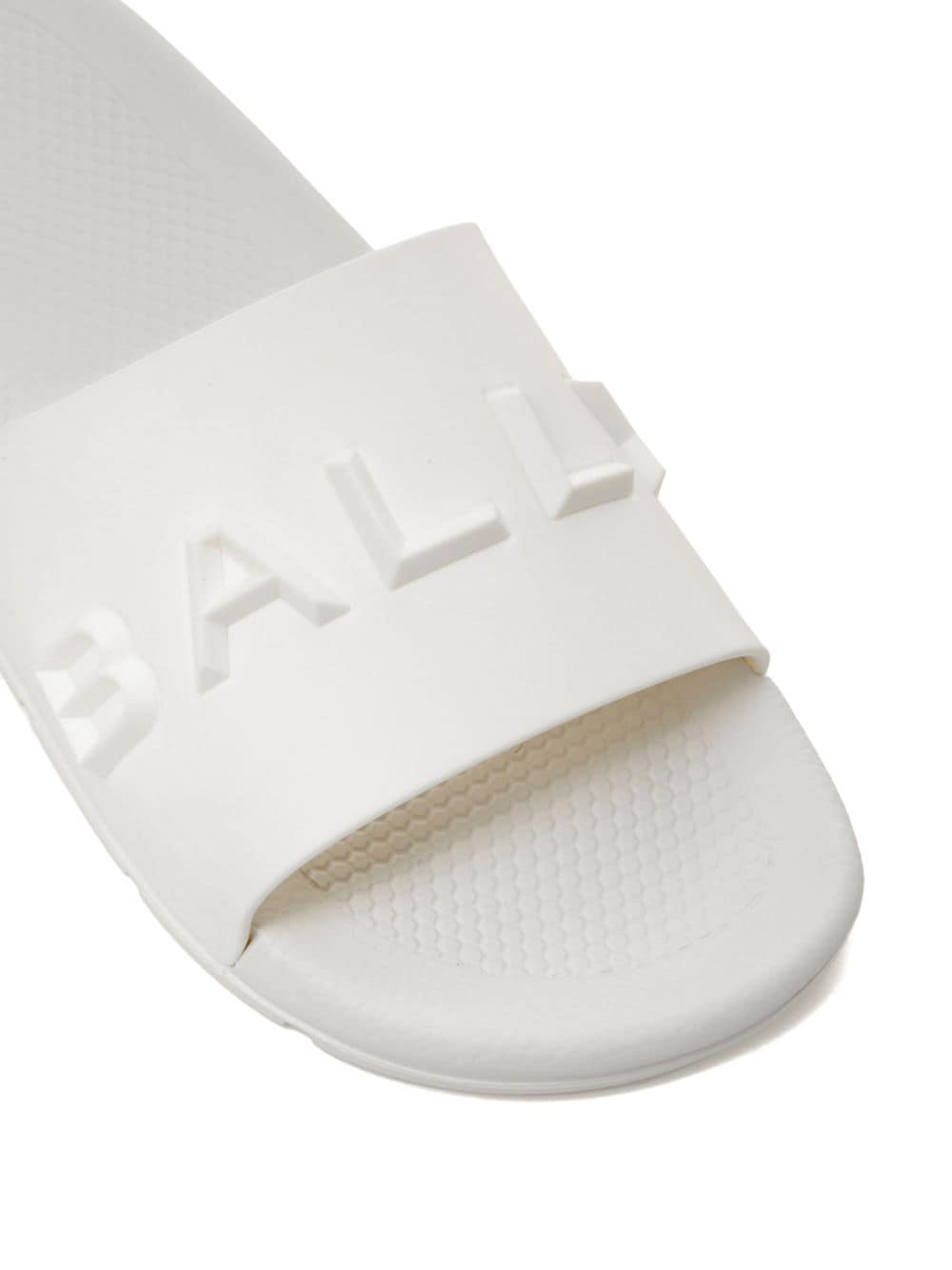 Shop Bally Logo-embossed Slides In White