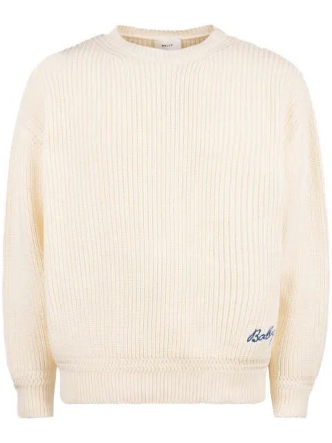 Bally suéter tejido de canalé con logo bordado