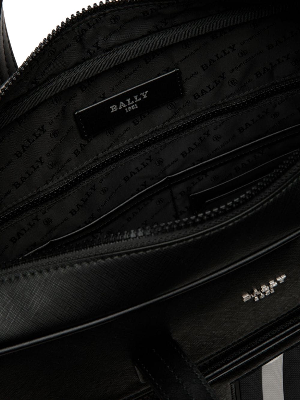 Shop Bally Stripe-detail Leather Laptop Bag In Black