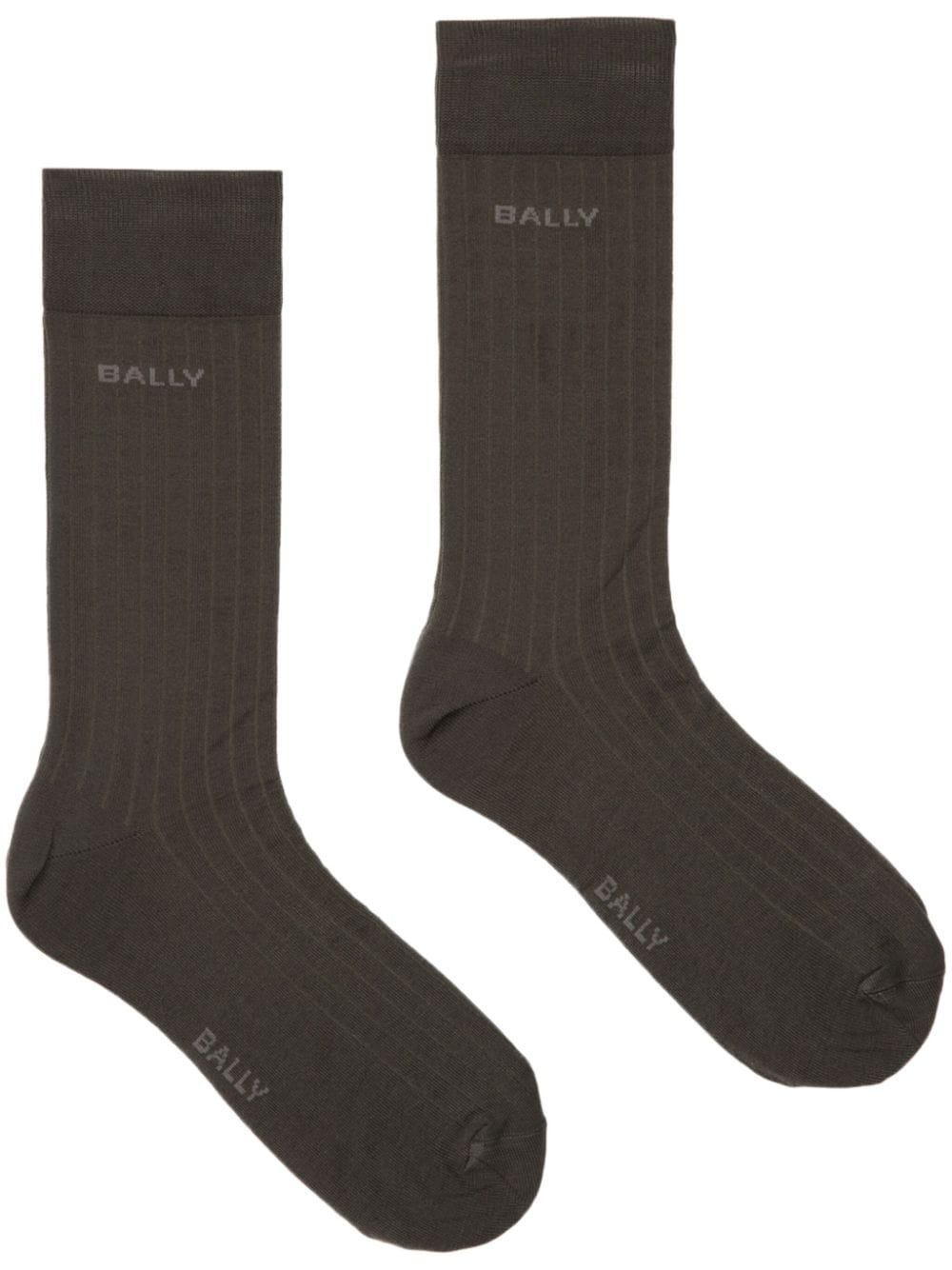 Bally Logo-intarsia Socks In Grey