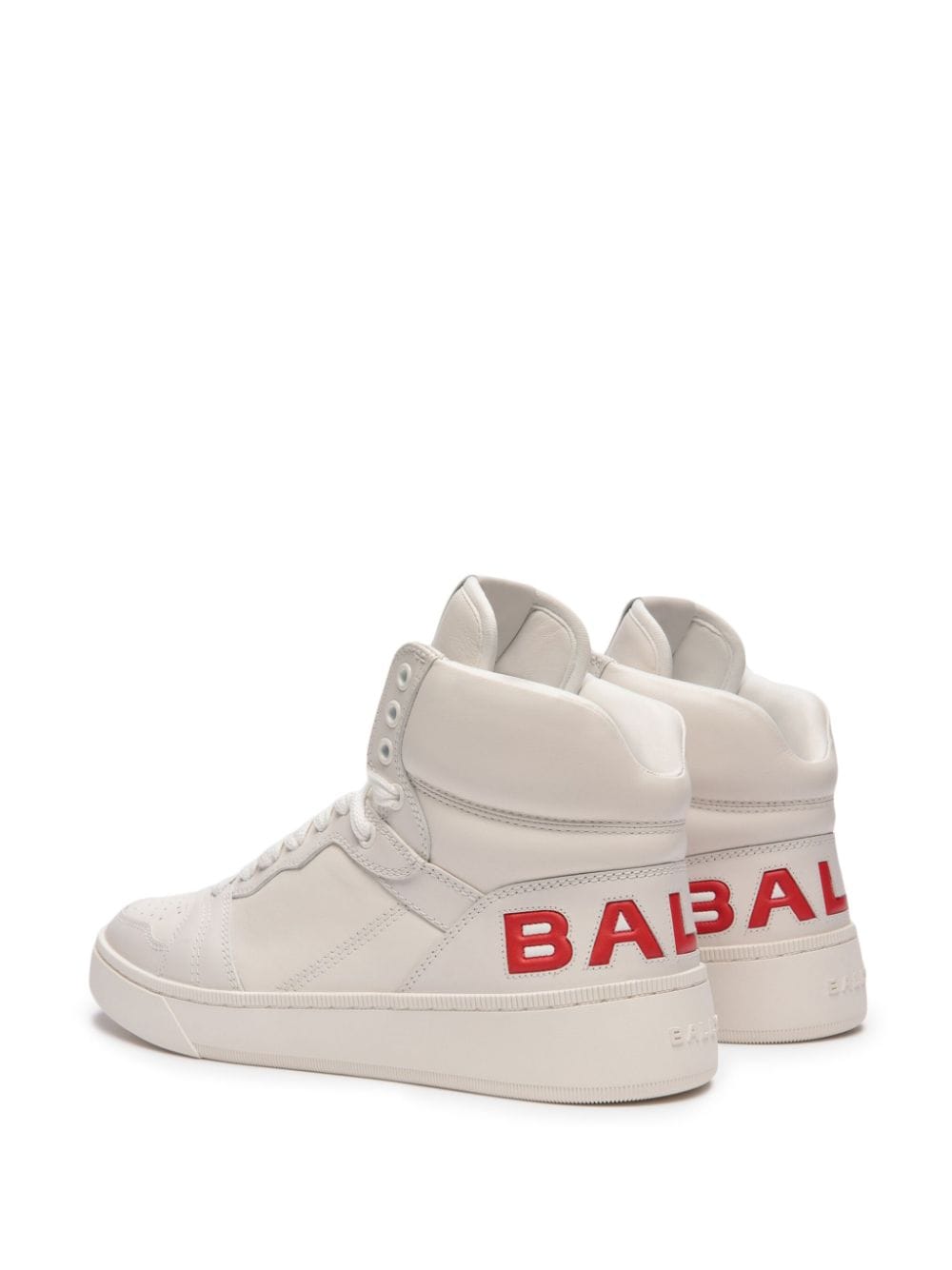 Shop Bally High-top Leather Sneakers In White/red Fire
