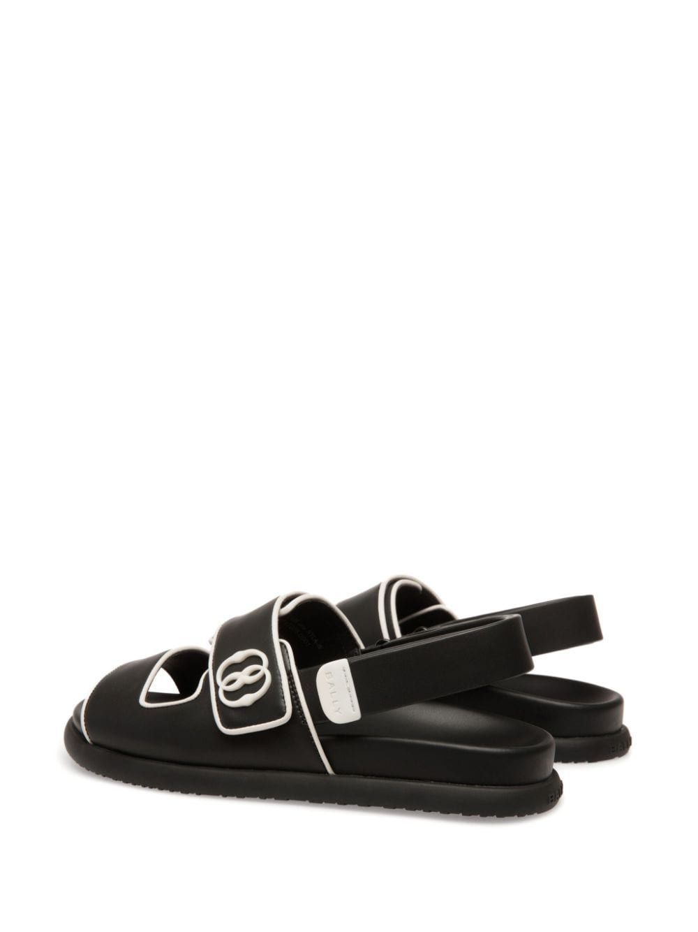 Shop Bally Piped-trim Leather Sandals In Schwarz