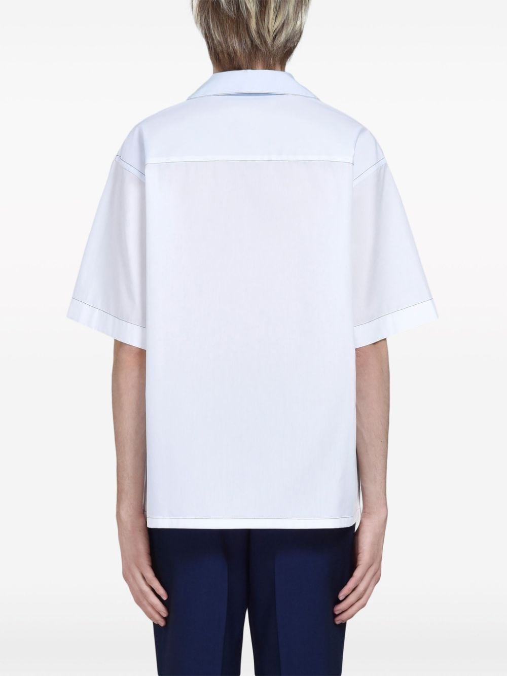 Shop Marni Logo-print Contrast-stitching Shirt In White