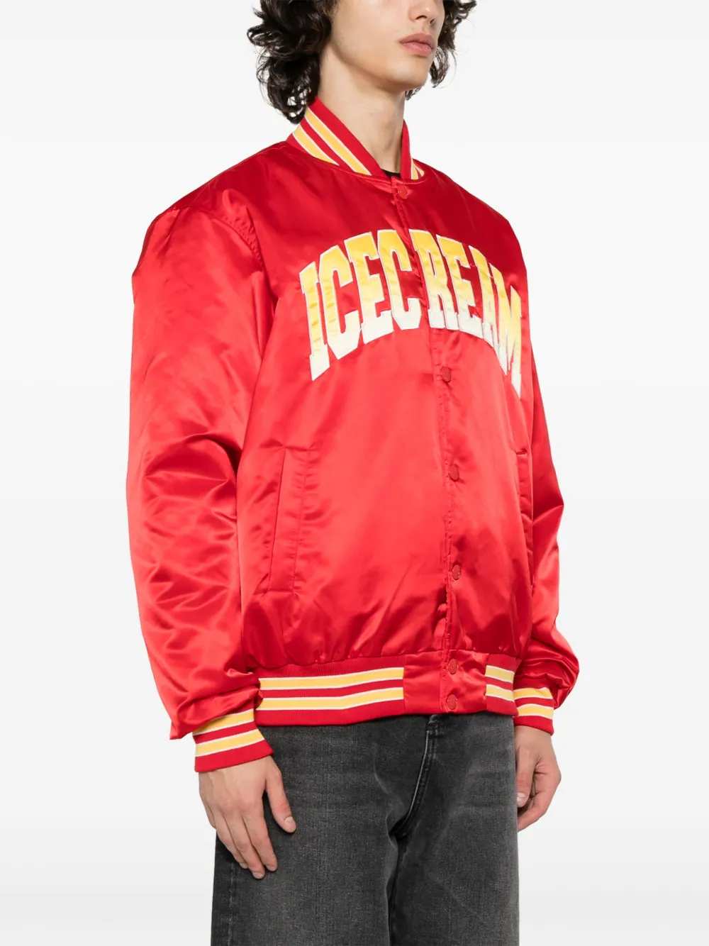 Icecream Logoappliqué Varsity Bomber Jacket In Red ModeSens