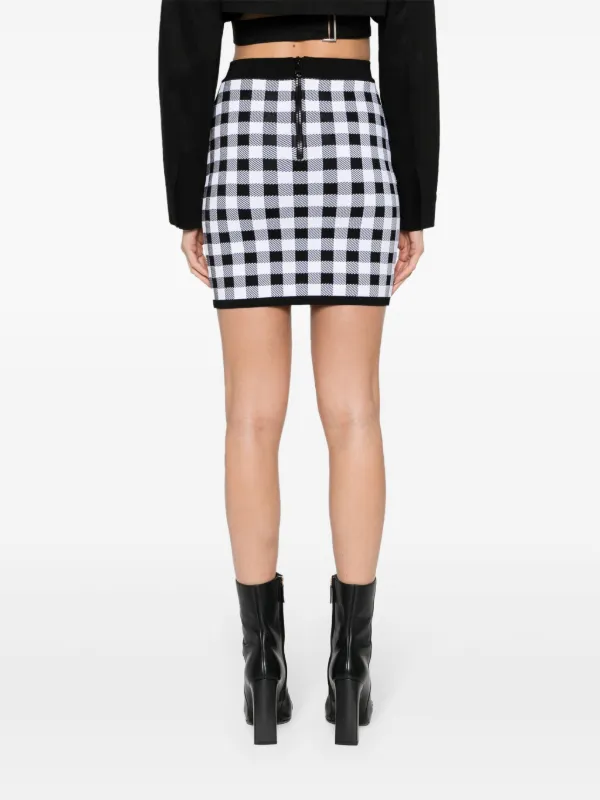 ミニスカート BALMAIN Gingham Miniskirt Balmain Gingham fine-knit Miniskirt | Black | FARFETCH HK