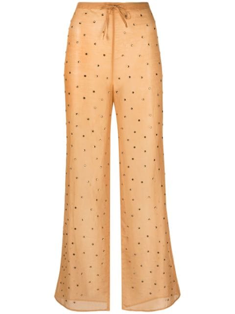 Oséree crystal-embellished wide-leg trousers