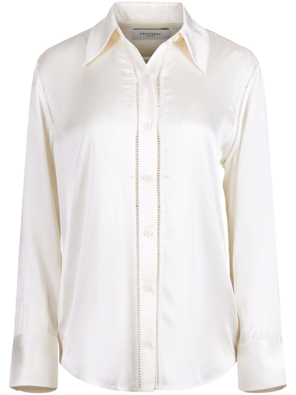 lace-detail satin shirt