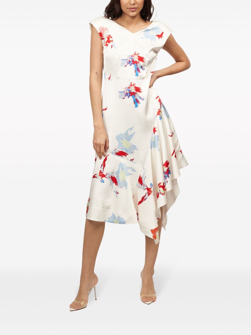 Shop Equipment Abstract-print Asymmetric Midi Dress In White