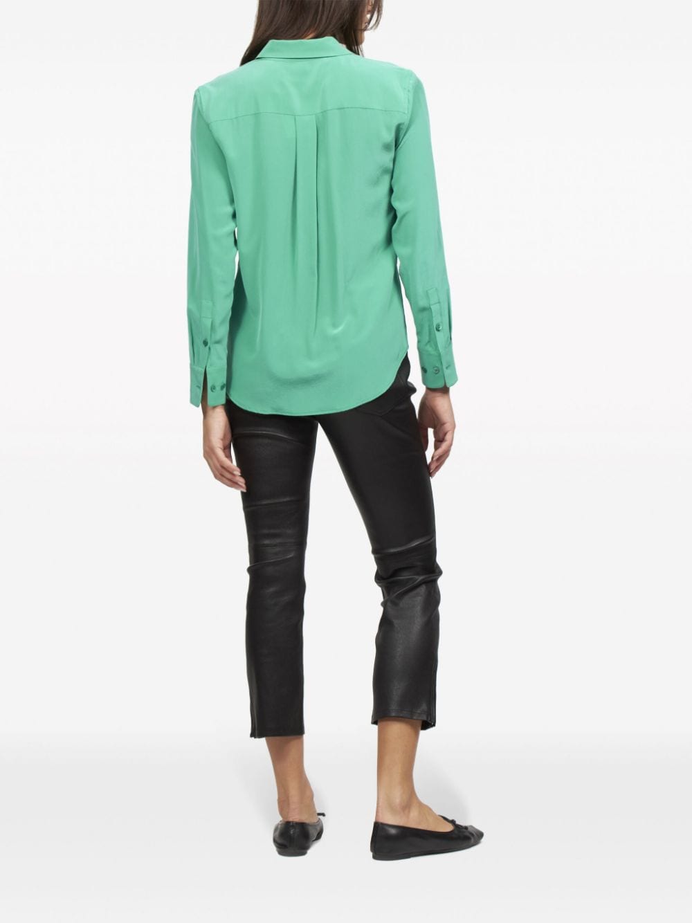 Shop Equipment Signature Silk Shirt In Green