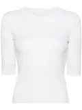 Chloé lace-panelled ribbed-knit T-shirt - Neutrals